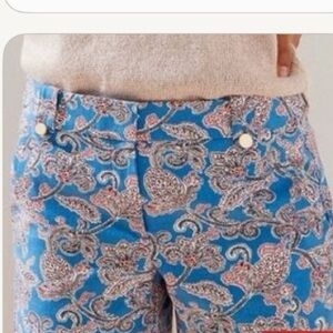 LOFT blue and pink paisley 4” short size 10